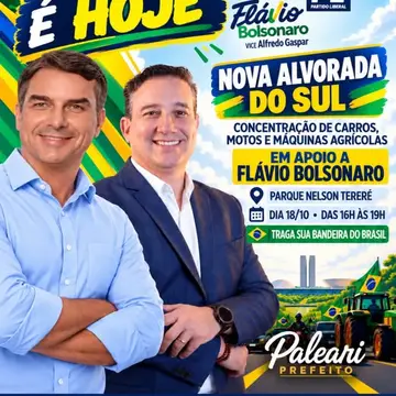 Publicação de Paleari sobre Flávio Bolsonaro em 18/10/2026