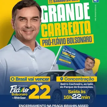 Publicação de Geane Vincler sobre Flávio Bolsonaro em 20/10/2026