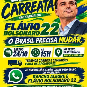 Publicação de Flavinho sobre Flávio Bolsonaro em 19/10/2026