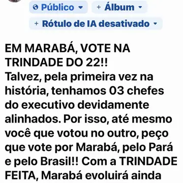 Publicação de Toni Cunha sobre Flávio Bolsonaro em 10/10/2026