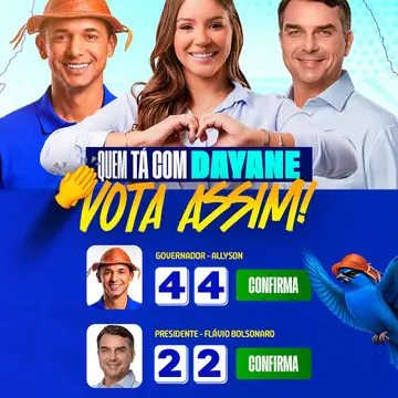 Publicação de Dayane sobre Flávio Bolsonaro em 14/10/2026