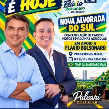 Publicação de Paleari sobre Flávio Bolsonaro em 18/10/2026